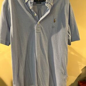 Ralph Lauren Blue Oxford Polo Shirt with Embroidered Logo